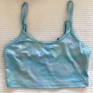 Blue iridescent crop top